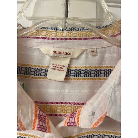 Sundance blouse multi color stripe 100% cotton sz M - Picture 4 of 4